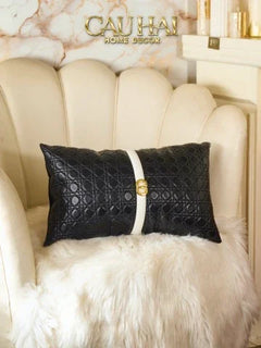 Gối Da D.O Cannage Belt Savoir 30X50-CẬU HAI HOME DECOR