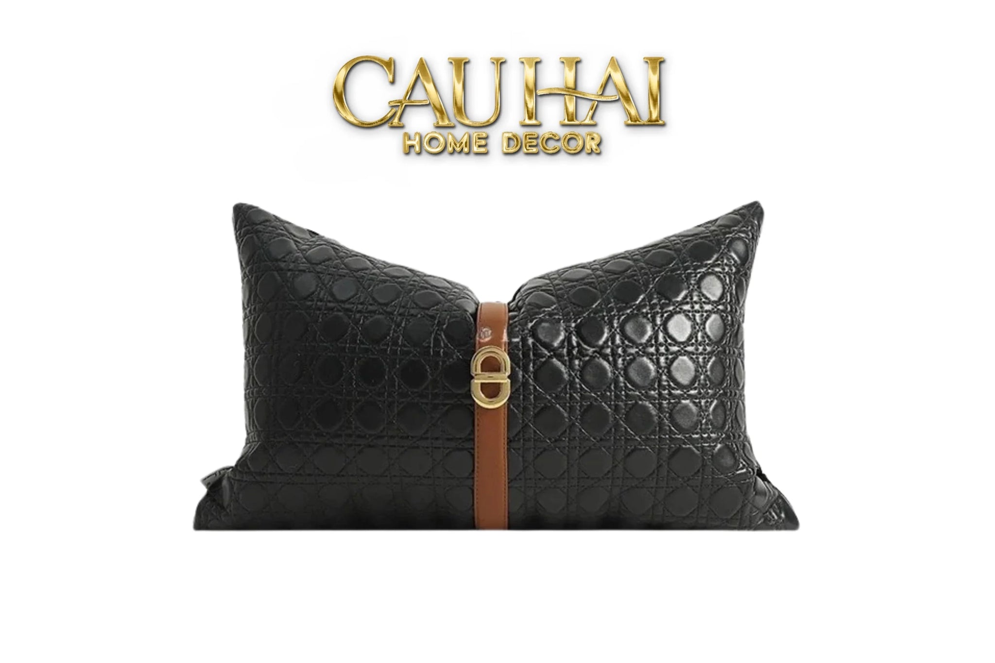 Gối Da D.O Cannage Belt Savoir 30X50-CẬU HAI HOME DECOR
