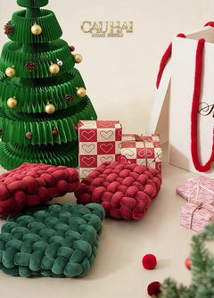 Gối Đan Sweet Burgundy Biscuits-CẬU HAI HOME DECOR