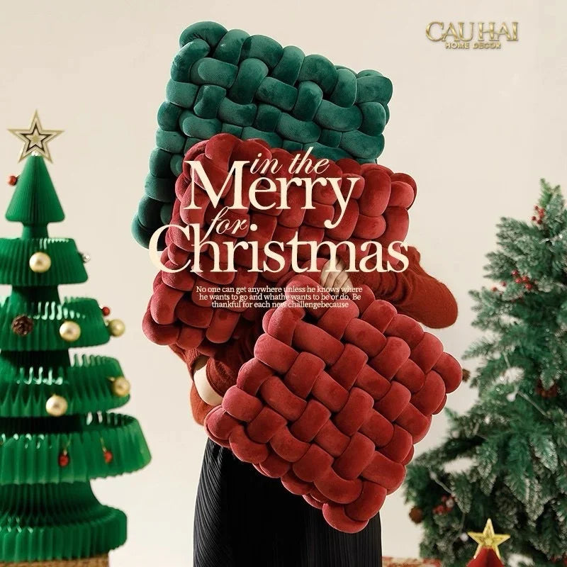 Gối Đan Sweet Burgundy Biscuits-CẬU HAI HOME DECOR