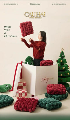 Gối Đan Sweet Burgundy Biscuits-CẬU HAI HOME DECOR