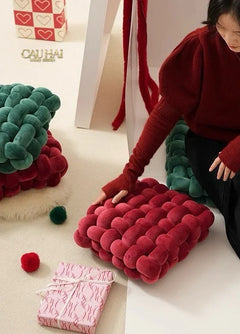 Gối Đan Sweet Burgundy Biscuits-CẬU HAI HOME DECOR