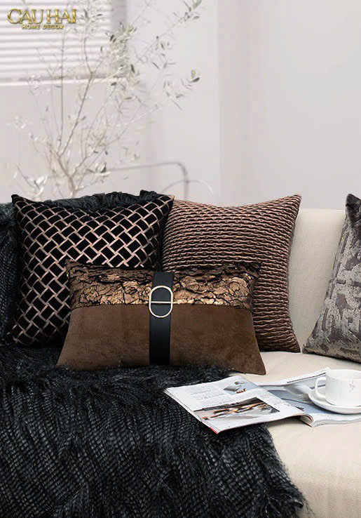 GỐI JACQUARD GALLIANO D’Or BRONZE LEATHER 30x50-CẬU HAI HOME DECOR