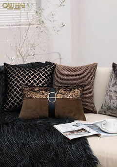 Gối Jacquard Galliano D’Or Bronze Leather 30X50-CẬU HAI HOME DECOR