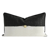 Gối Leather Croco Medusa Noir Ivory 30x50-VỎ GỐI SOFA-CẬU HAI HOME DECOR