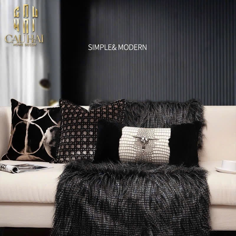 GỐI LÔNG IVORY LEATHER BULL SERPENT 30x60-CẬU HAI HOME DECOR