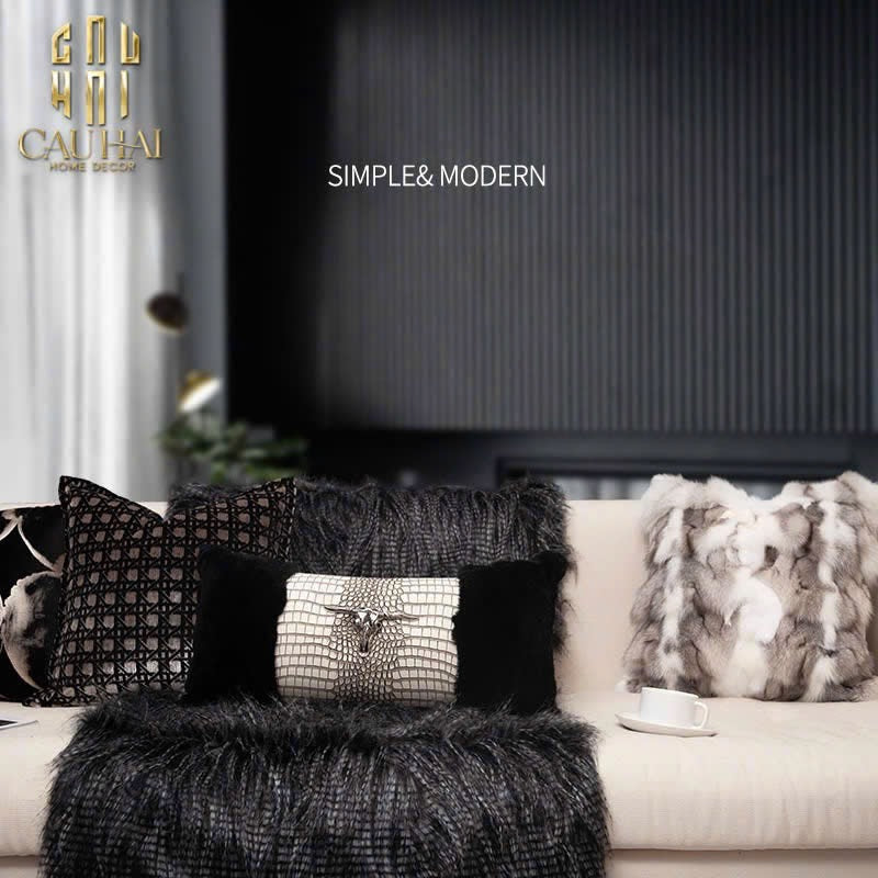 GỐI LÔNG IVORY LEATHER BULL SERPENT 30x60-CẬU HAI HOME DECOR