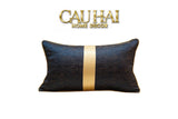 Gối Lụa Jacquard Navy Sovereign Golden Lignes 30X50-VỎ GỐI-CẬU HAI HOME DECOR