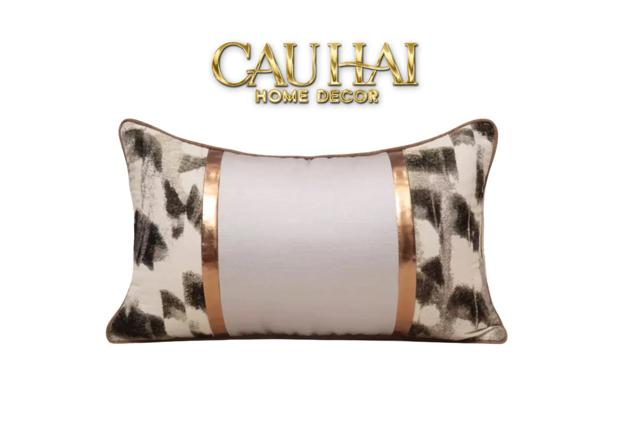Gối Lụa Jacquard Ophelia Ceinture Métallique 30X50-VỎ GỐI-CẬU HAI HOME DECOR