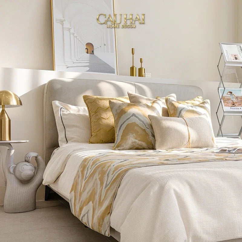 Gối Lụa Satin Glace Cracked Pearl 30X50-CẬU HAI HOME DECOR