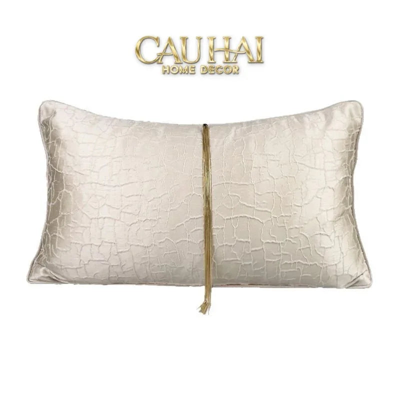 Gối Lụa Satin Glace Cracked Pearl 30X50-CẬU HAI HOME DECOR