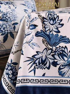 Gối Nhung Quạt IndigoEmperor Fan Indochine Art Cushion-CẬU HAI HOME DECOR