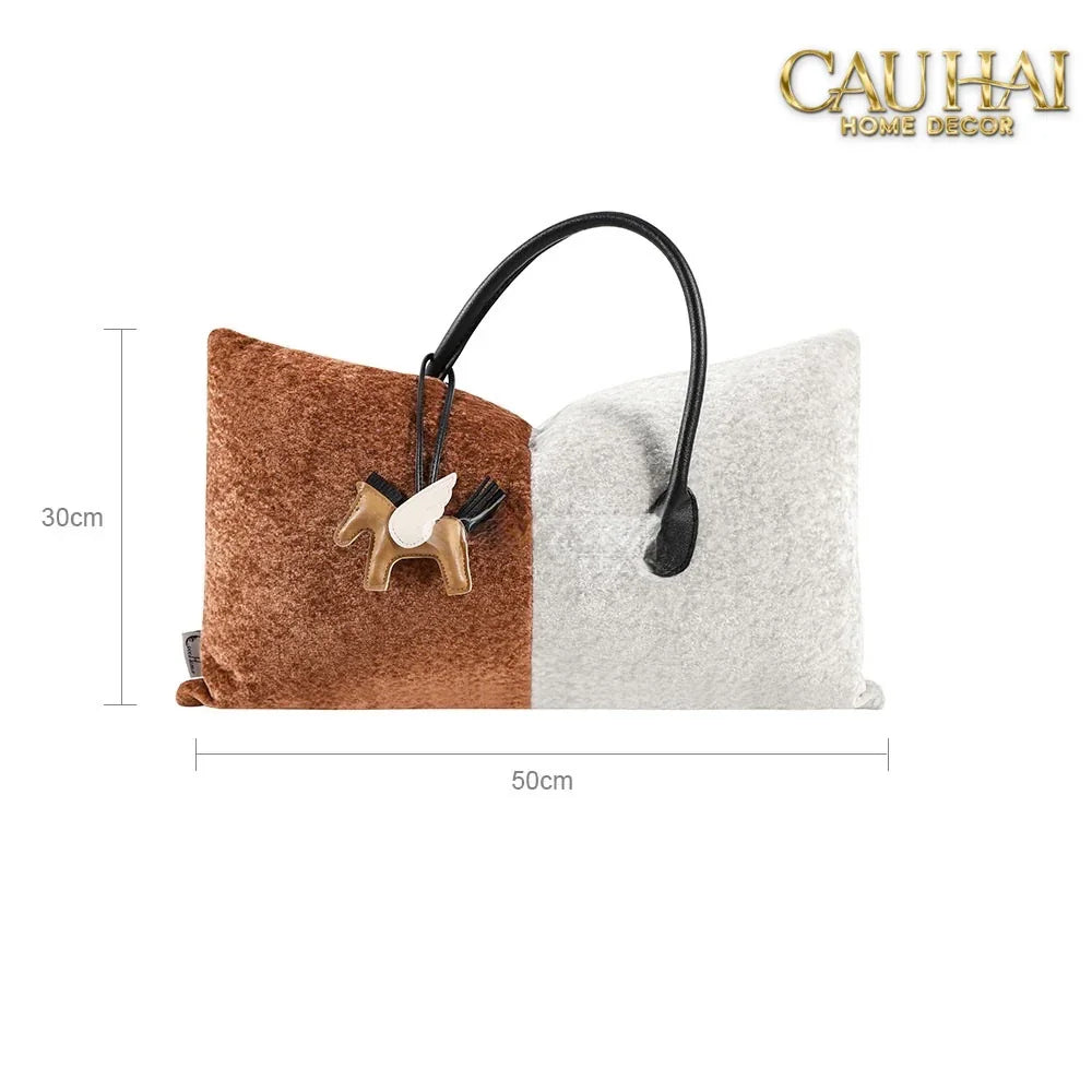 Gối Nhung Silhouette Équestre Bicolore 30x50 - Special Pegasus Charm-CẬU HAI HOME DECOR