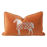 Gối Nhung Thêu Équestre Moderne Cognac Embroidered 30x50 - Cậu Hai Home Decor