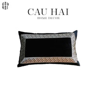 Gối Sofa Nhung Crochet - Noir 30X50Cm-CẬU HAI HOME DECOR