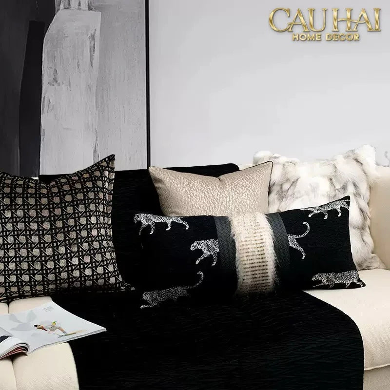 Gối Tweed Lux Fur Jarguar Savoir Leopard 30X60-CẬU HAI HOME DECOR