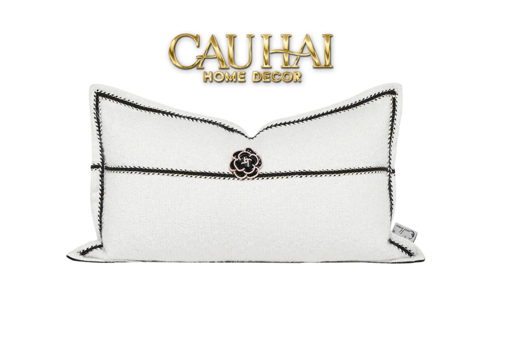 Gối Tweed White Camélia 30X50-CẬU HAI HOME DECOR