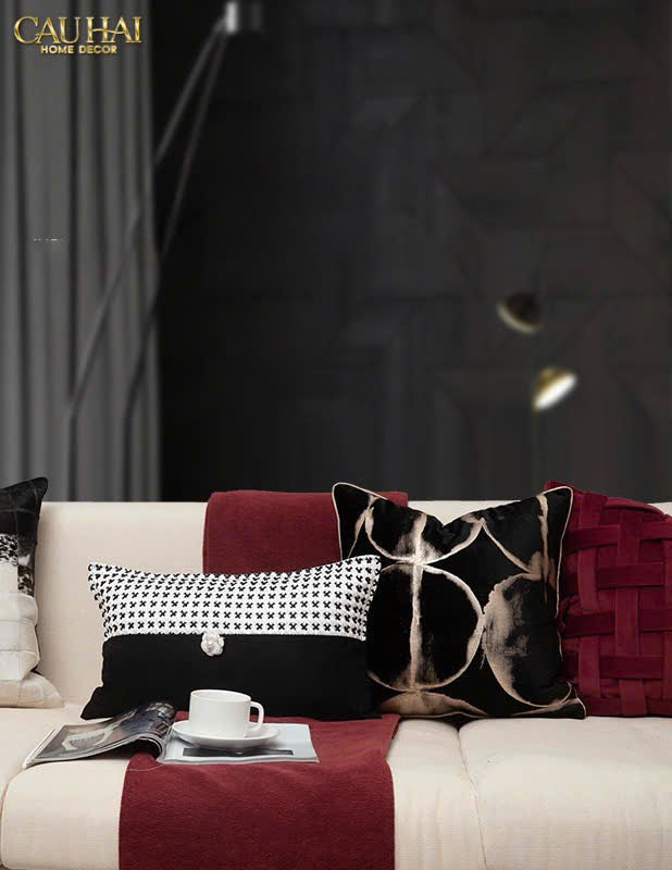 GỐI VELVET TWEED CAMÉLIA MYSTIQUE 30x50-CẬU HAI HOME DECOR