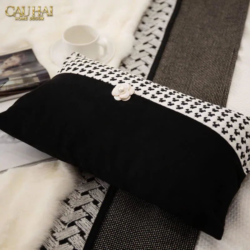 Gối Velvet Tweed Camélia Mystique 30X50-CẬU HAI HOME DECOR