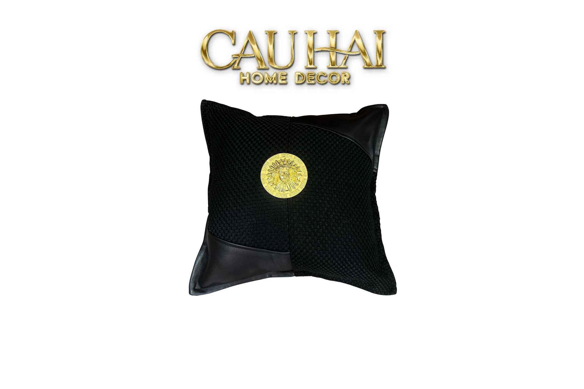 Intrecciato Lux Leather Canvas Pillow Cover Phantom 50