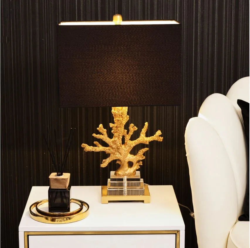 GOLDEN CORAL SIDE TABLE LAMP-CẬU HAI HOME DECOR