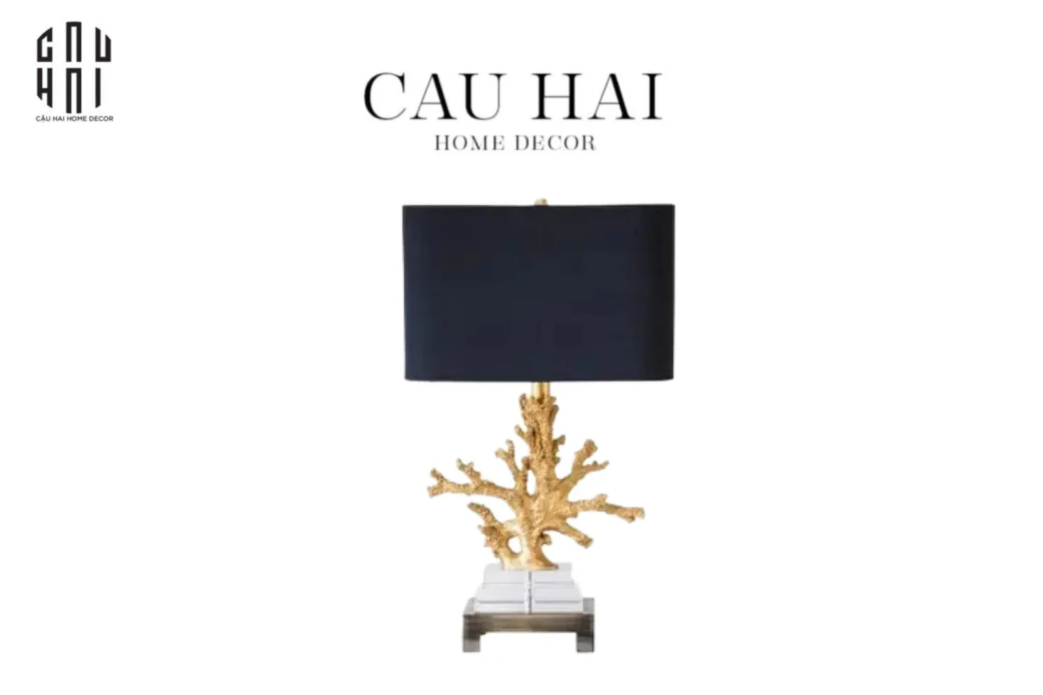 Golden Coral Side Table Lamp-CẬU HAI HOME DECOR