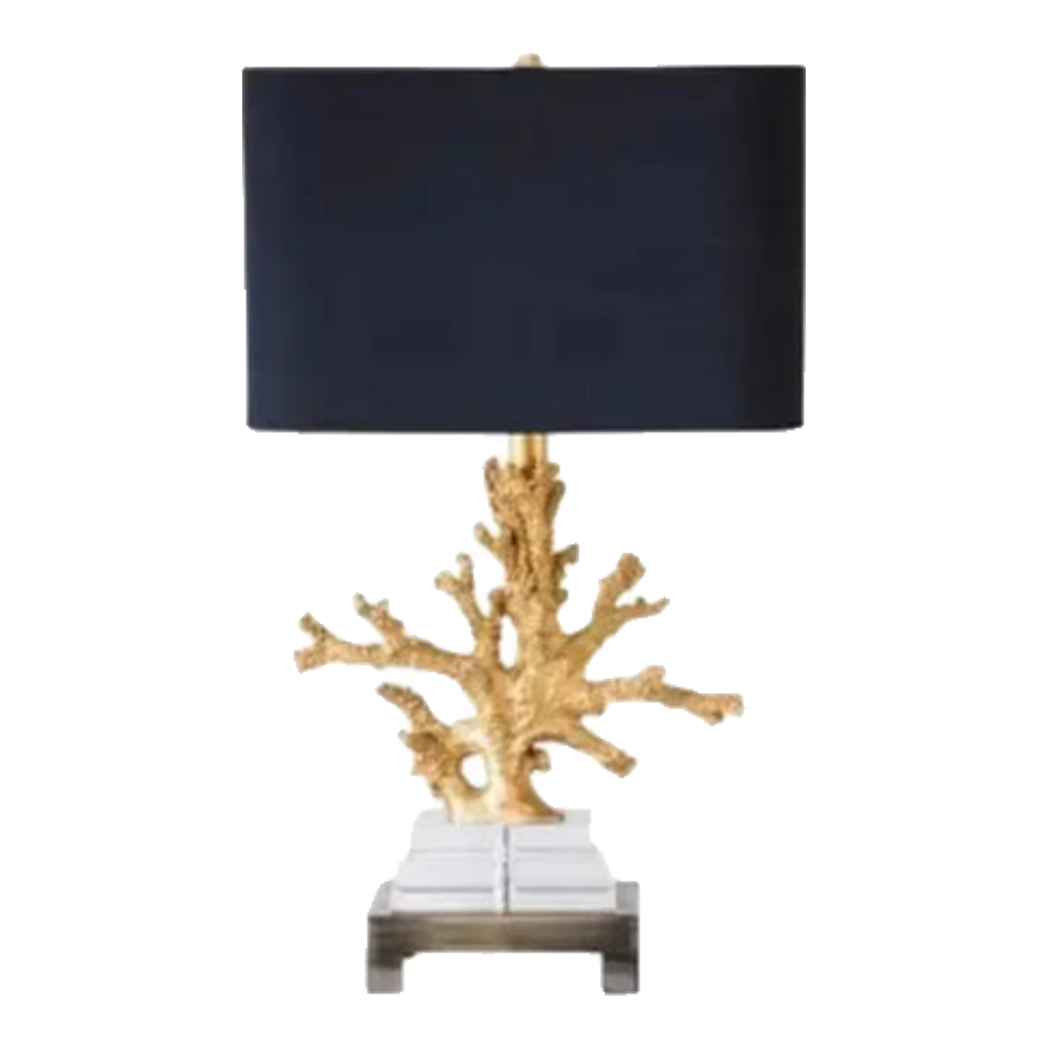 Golden Coral Side Table Lamp