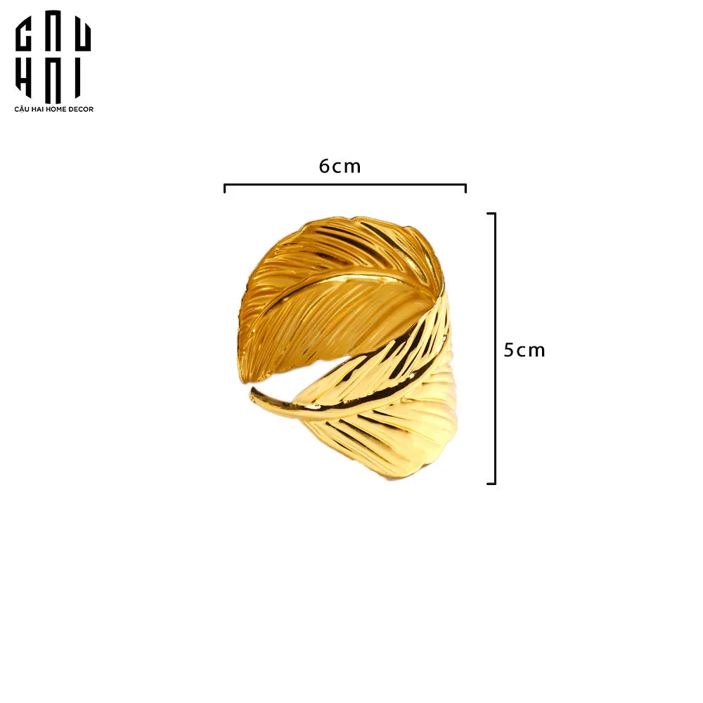 GOLDEN FEATHER NAPKIN RING-CẬU HAI HOME DECOR
