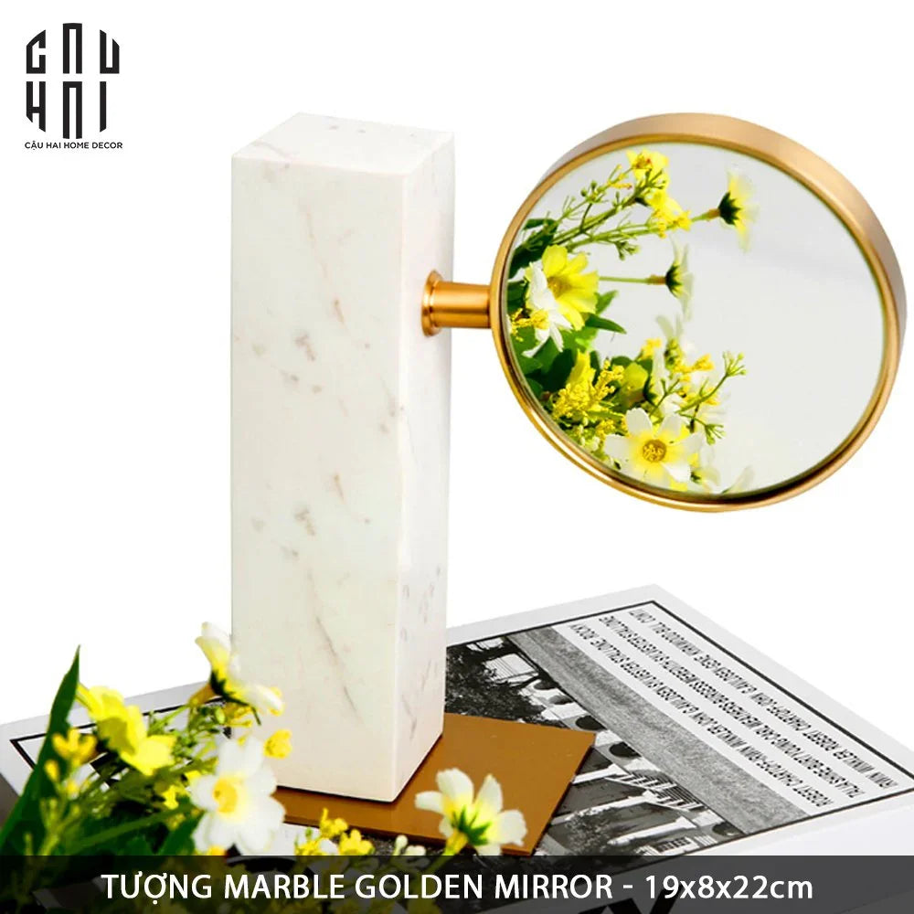 GƯƠNG TRANG ĐIỂM ĐỂ BÀN MARBLE GOLDEN MIRROR SS22-CẬU HAI HOME DECOR