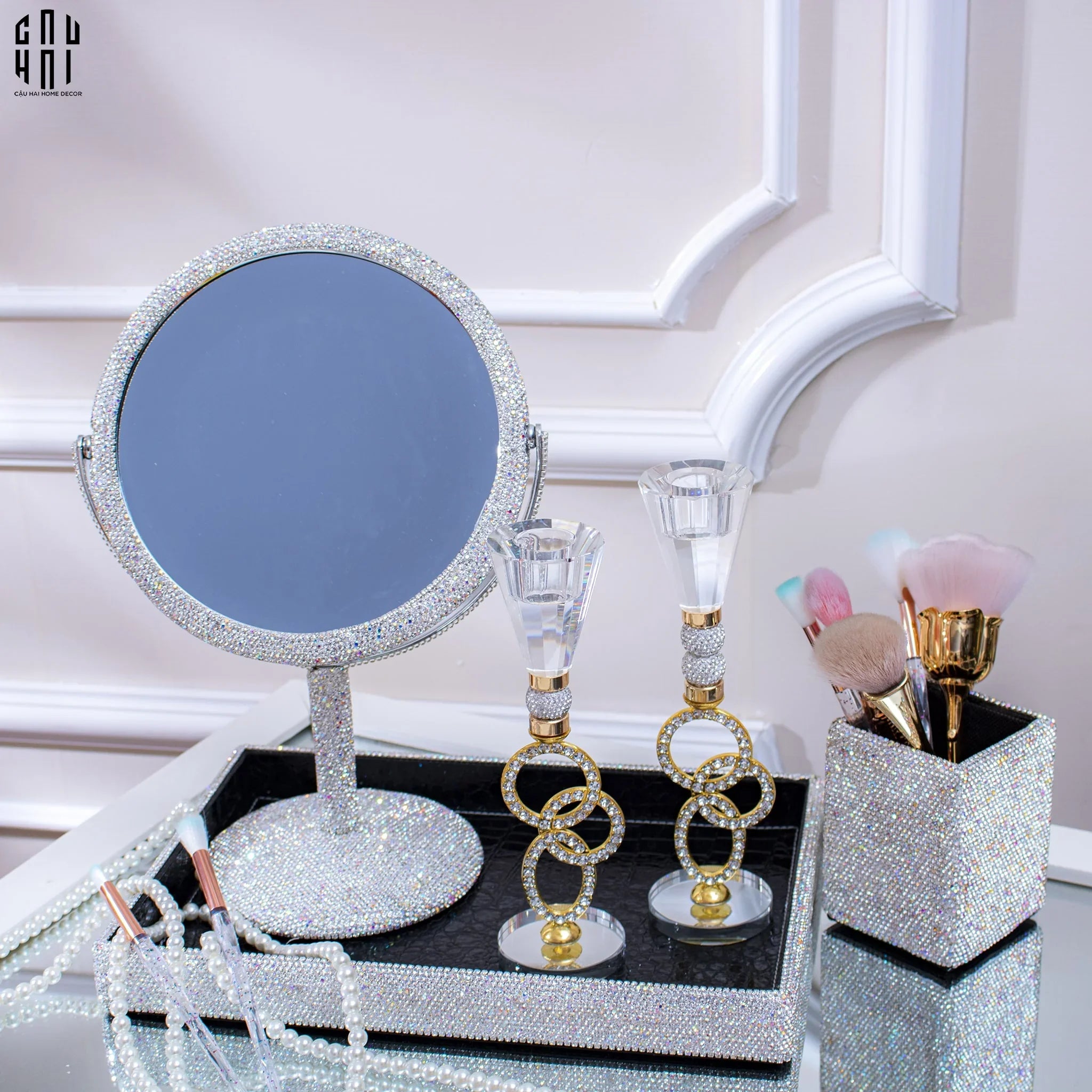 GƯƠNG TRANG ĐIỂM DIAMOND BLING BLING SS25-CẬU HAI HOME DECOR