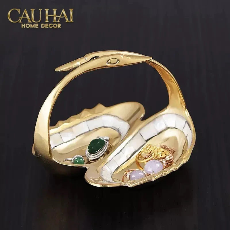 Haute Folie - Đĩa Trang Sức Đồng Khảm Xà Cừ Cygne Nacre Pearl Iridescent-SET CHÉN DĨA-Đối tác tại Trung Quốc theo từng đơn đặt hàng-CẬU HAI HOME DECOR