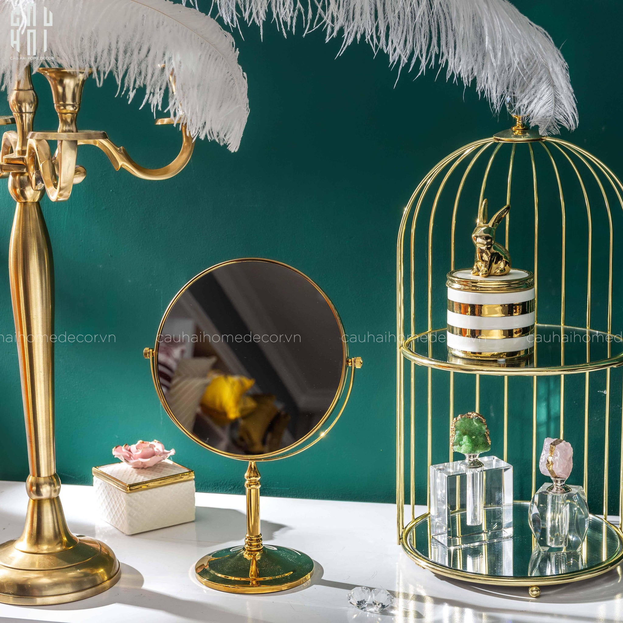 HAUTE FOLIE - GƯƠNG TRANG ĐIỂM GOLDEN ROSÁ FW25-CẬU HAI HOME DECOR