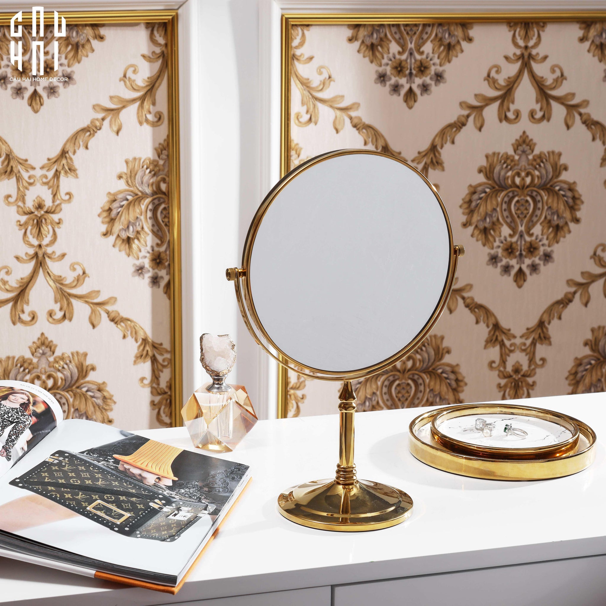 HAUTE FOLIE - GƯƠNG TRANG ĐIỂM GOLDEN ROSÁ FW25-CẬU HAI HOME DECOR