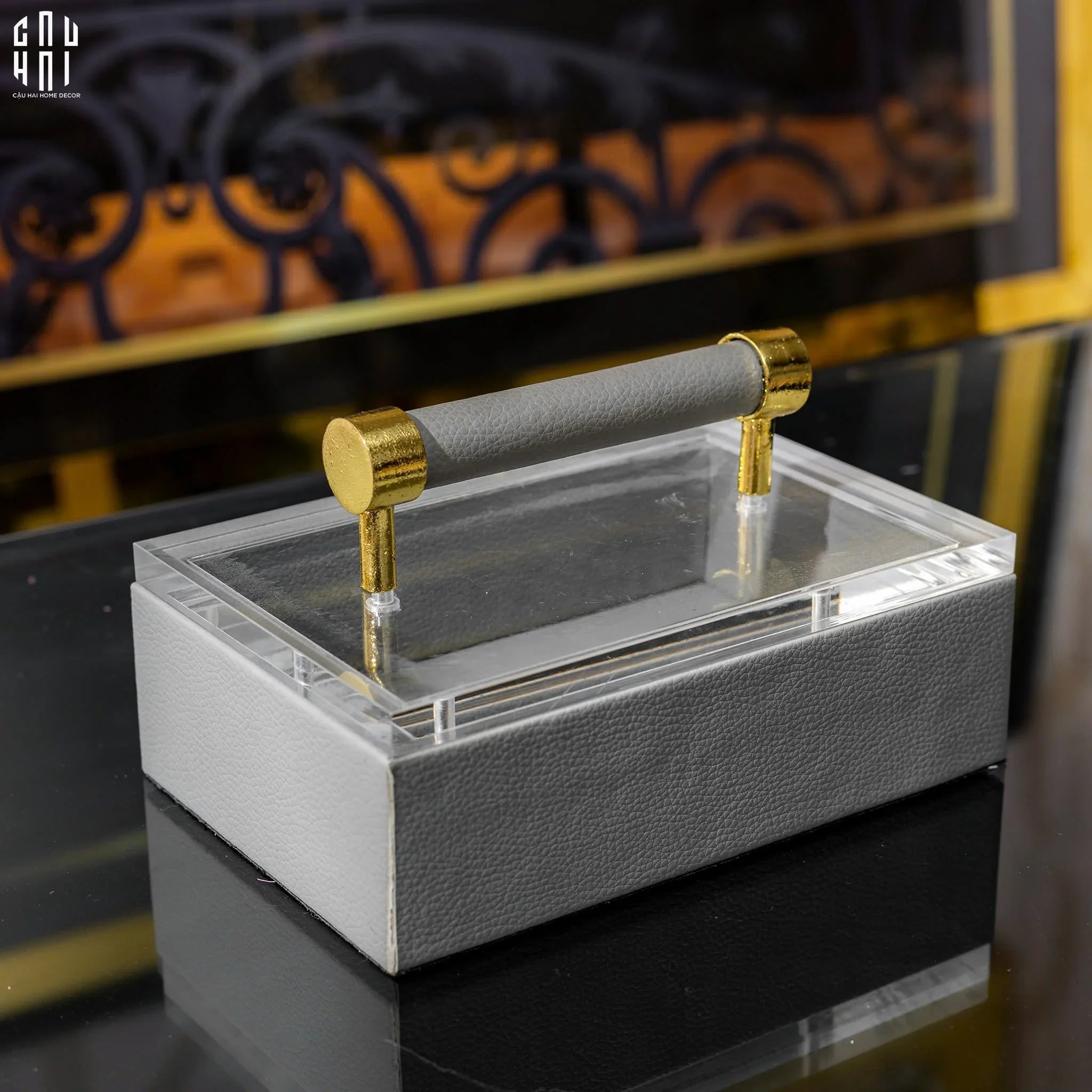 Haute Folie - Hộp Da Đa Năng Đựng Phụ Kiện - Gray Glamour 12x18-CẬU HAI HOME DECOR