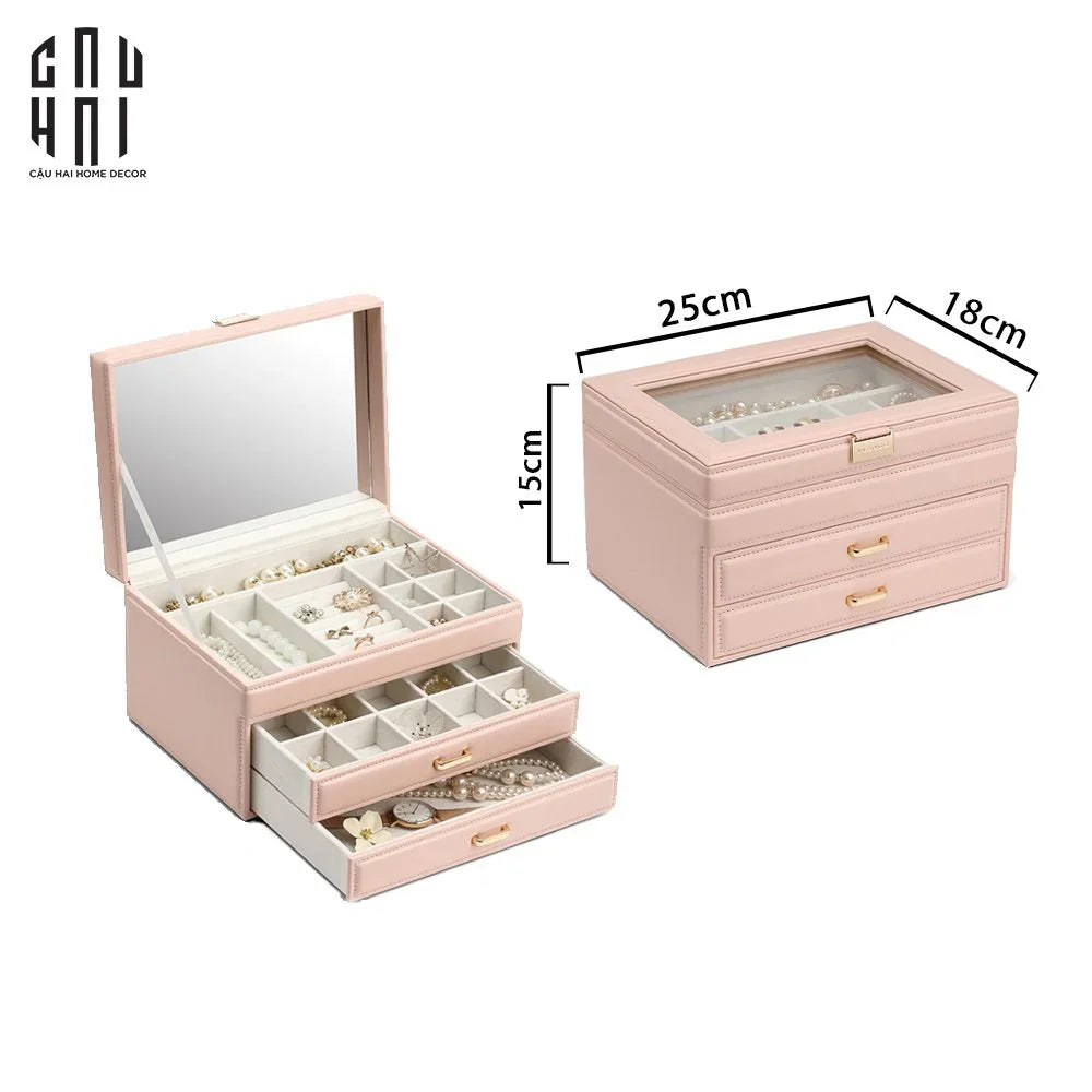 HAUTE FOLIE - HỘP ĐỰNG TRANG SỨC AMBER - AMBER LEATHER JEWELRY BOX SS25-CẬU HAI HOME DECOR