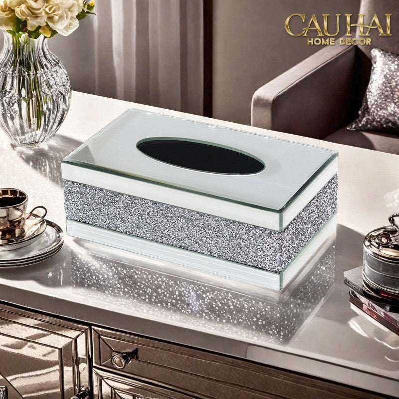 Haute Folie - Hộp Giấy Chữ Nhật Viền Gương Cắt Cạnh — Starlight Mirrored Tissue Box-CẬU HAI HOME DECOR-CẬU HAI HOME DECOR