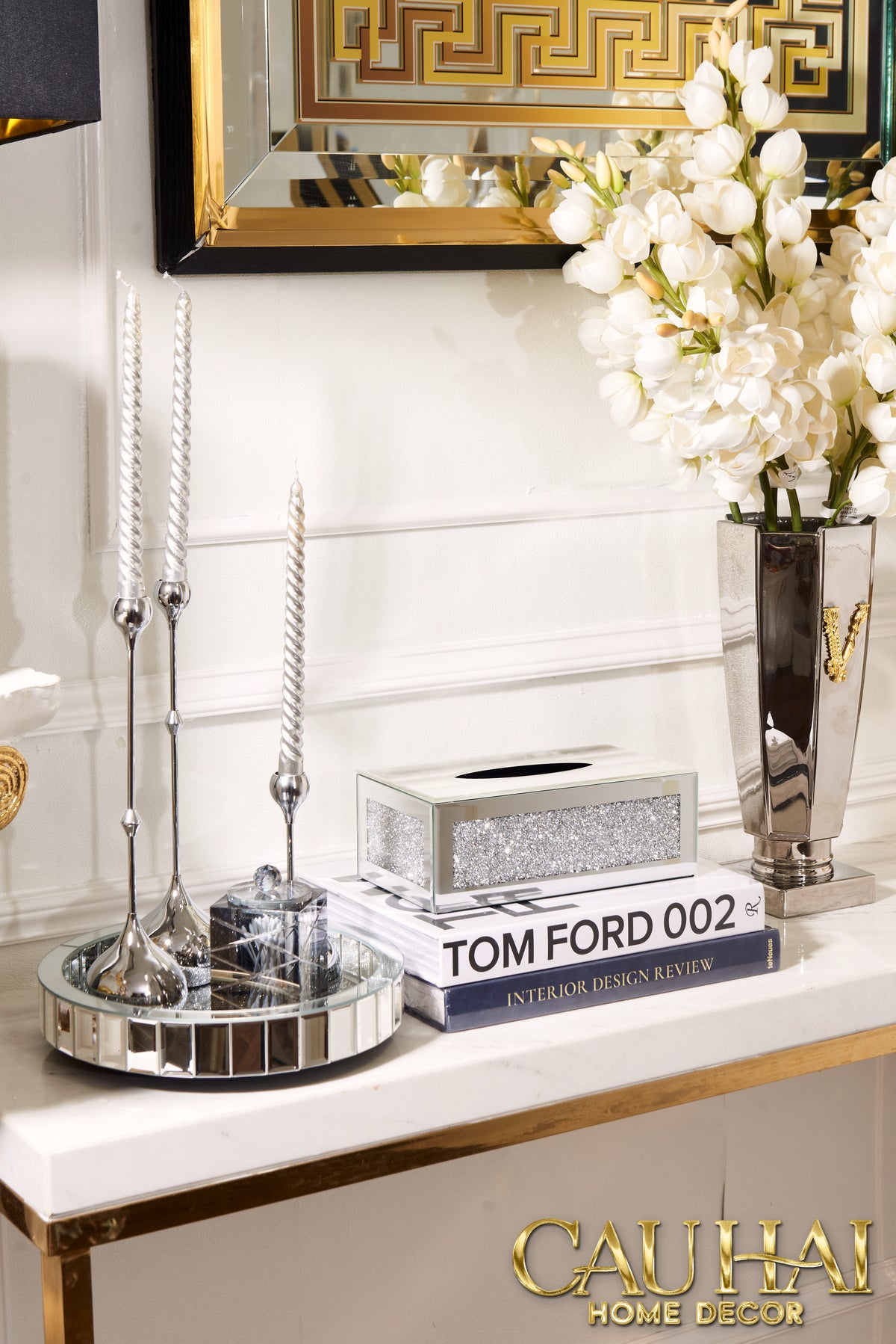 Haute Folie - Hộp Khăn Giấy Vuông Mặt Gương — Starlight Mirrored Tissue Box 14x14-HỘP KHĂN GIẤY-CẬU HAI HOME DECOR