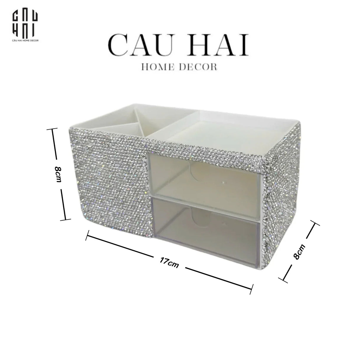 Haute Folie - Hộp Lưu Trữ Đa Năng Diamond Bling Bling Fw25-HỘP TRANG SỨC-Đối tác tại Trung Quốc theo từng đơn đặt hàng-CẬU HAI HOME DECOR