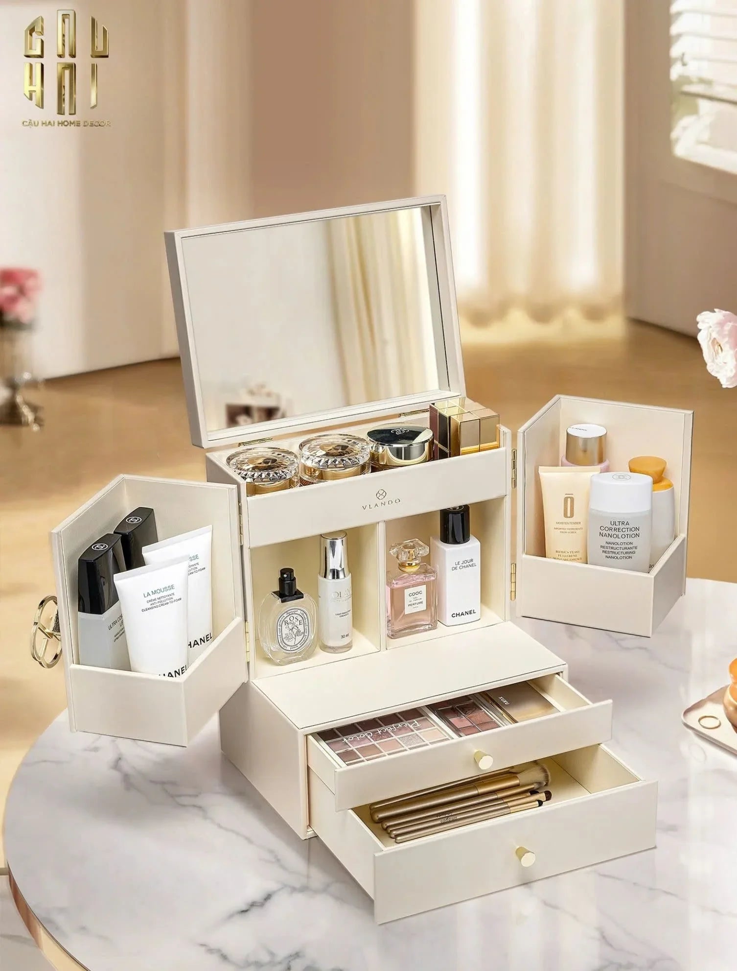 HAUTE FOLIE - HỘP MỸ PHẨM DA GRACE MANSION CLOSET-CẬU HAI HOME DECOR