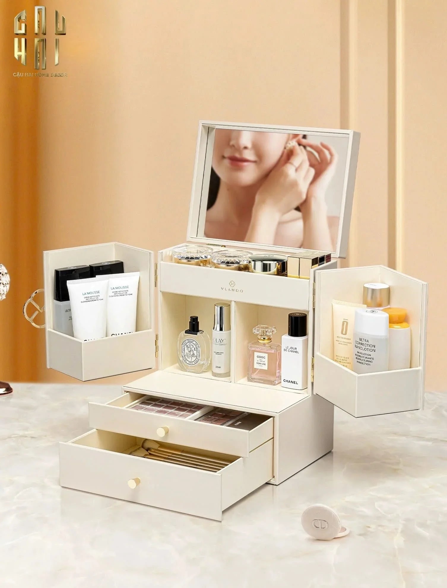 HAUTE FOLIE - HỘP MỸ PHẨM DA GRACE MANSION CLOSET-CẬU HAI HOME DECOR