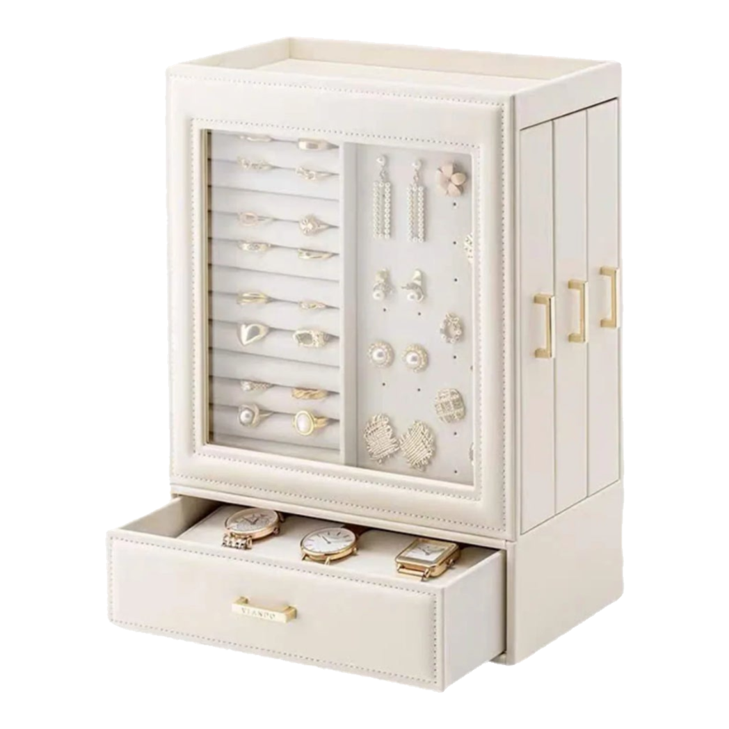 Haute Folie - Hộp Trang Sức Da Pearl Lateral Élegance Jewelry Closet