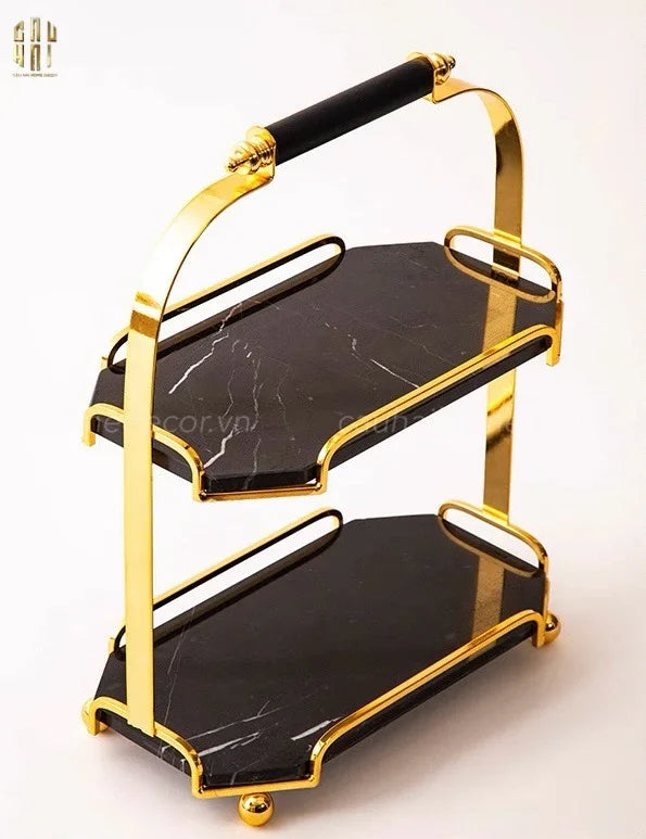 HAUTE FOLIE - KỆ ĐÁ BLACK MARBLE 2 TẦNG - MANOR-CẬU HAI HOME DECOR
