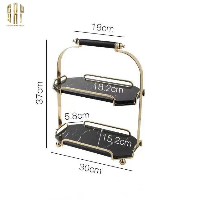 HAUTE FOLIE - KỆ ĐÁ BLACK MARBLE 2 TẦNG - MANOR-CẬU HAI HOME DECOR