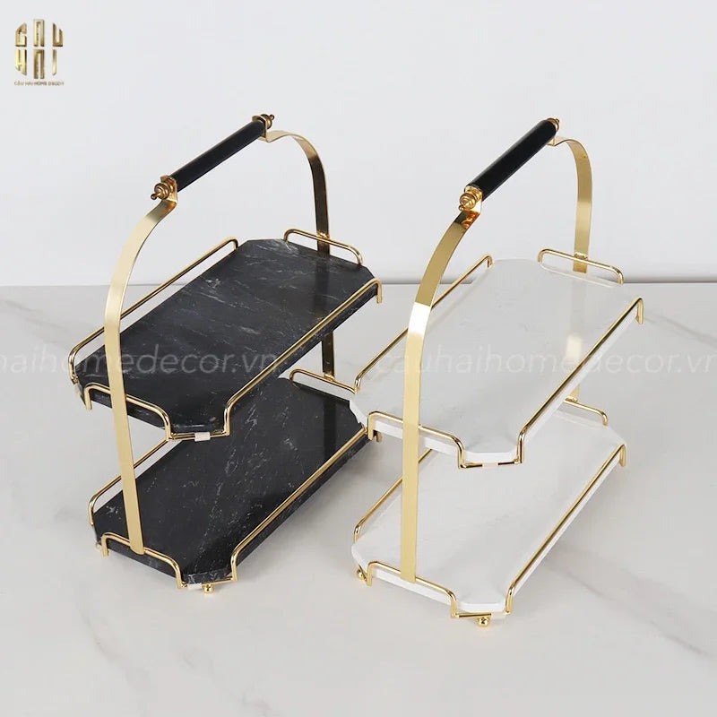 HAUTE FOLIE - KỆ ĐÁ BLACK MARBLE 2 TẦNG - MANOR-CẬU HAI HOME DECOR