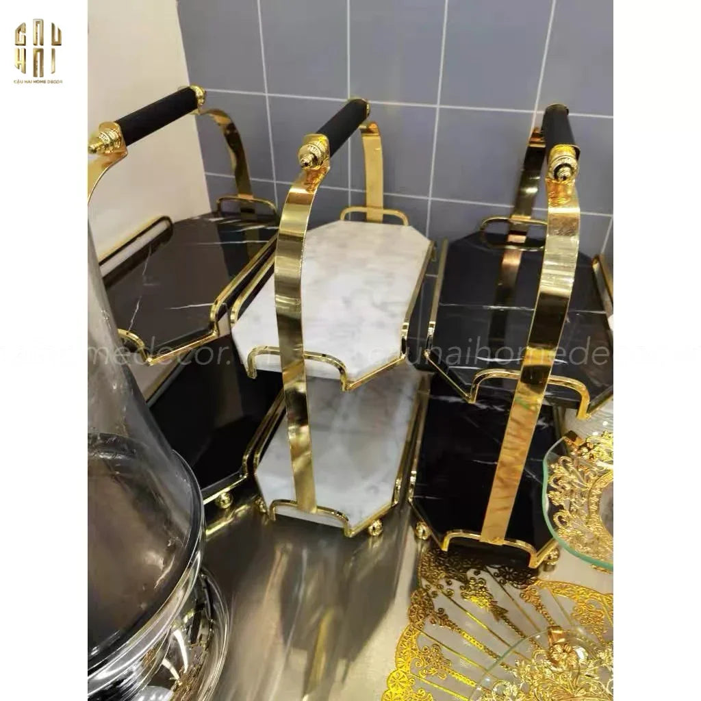 HAUTE FOLIE - KỆ ĐÁ BLACK MARBLE 2 TẦNG - MANOR-CẬU HAI HOME DECOR