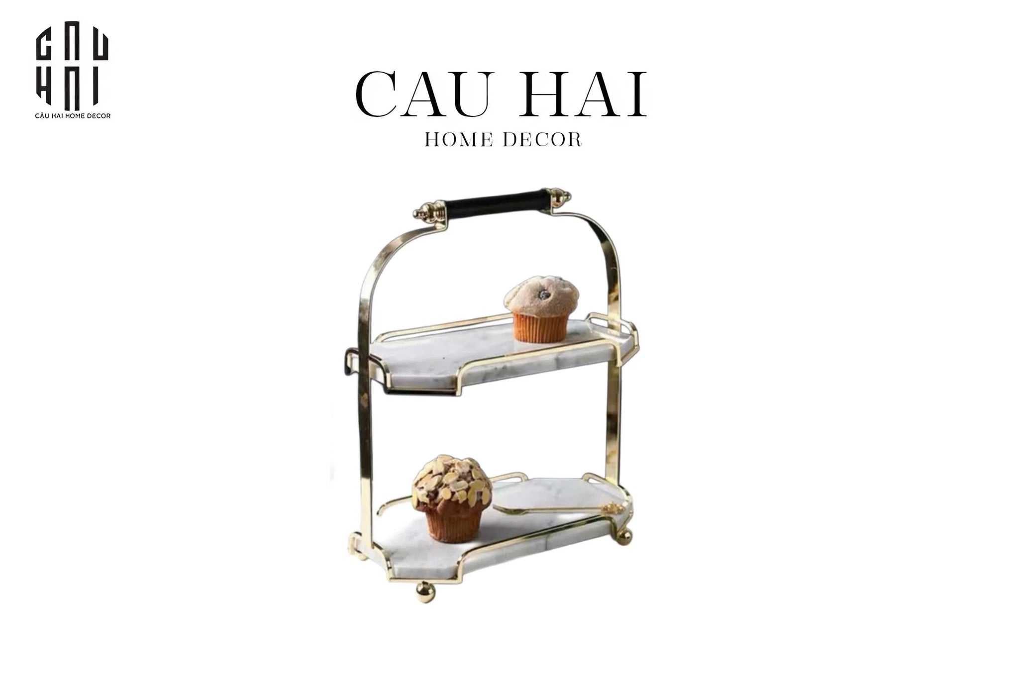 HAUTE FOLIE - KỆ ĐÁ MARBLE WHITE 2 TẦNG - MANOR-CẬU HAI HOME DECOR