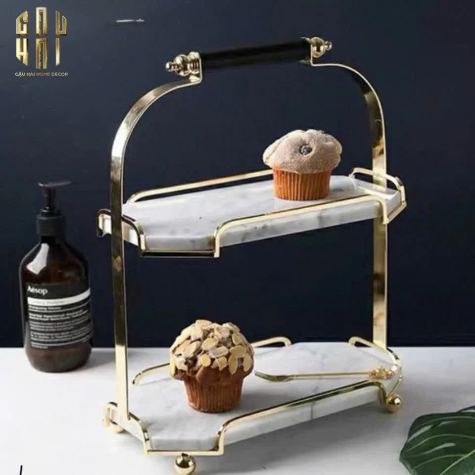 HAUTE FOLIE - KỆ ĐÁ MARBLE WHITE 2 TẦNG - MANOR-CẬU HAI HOME DECOR