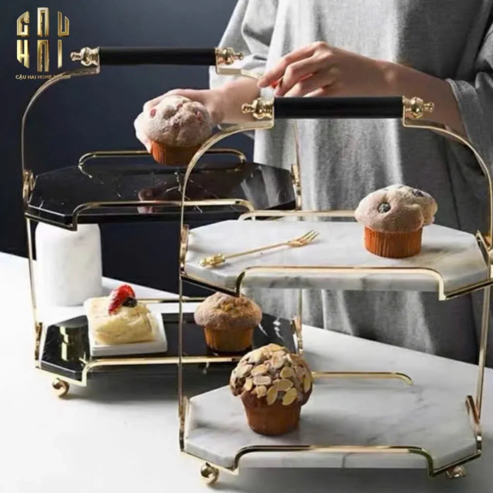 HAUTE FOLIE - KỆ ĐÁ MARBLE WHITE 2 TẦNG - MANOR-CẬU HAI HOME DECOR