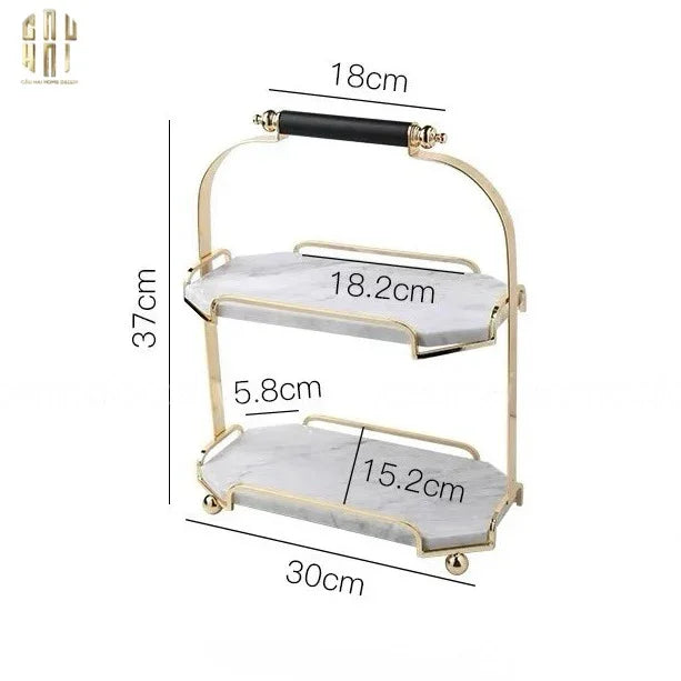 HAUTE FOLIE - KỆ ĐÁ MARBLE WHITE 2 TẦNG - MANOR-CẬU HAI HOME DECOR