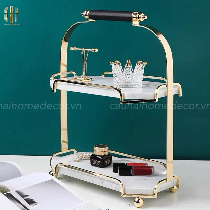 HAUTE FOLIE - KỆ ĐÁ MARBLE WHITE 2 TẦNG - MANOR-CẬU HAI HOME DECOR